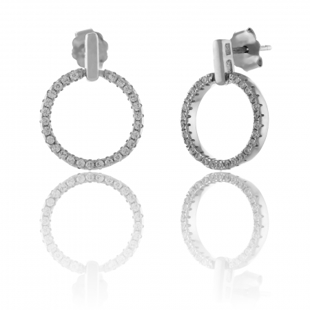 Produse - Cercei din argint 925  rodiat , Tip inchidere: surub, Piatra: cubic zirconia, Culoare: transparenta, Sonis Silver