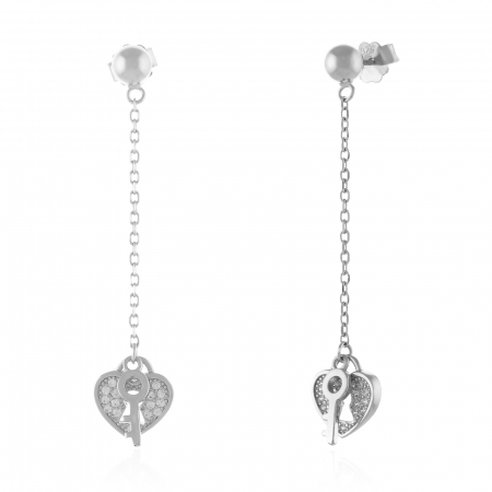 Cercei lungi - Cercei din argint 925 rodiat , Piatra: cubic zirconia,Culoare : transparenta , Sonis Silver