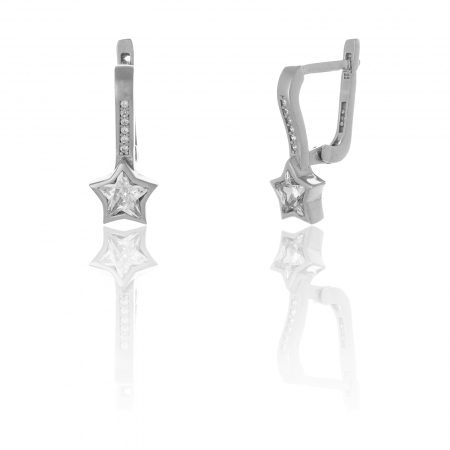 Cercei clasici - Cercei din argint 925 rodiat , Piatra: zirconia fatetata si cubic zirconia, Culoare : transparenta , Sonis Silver