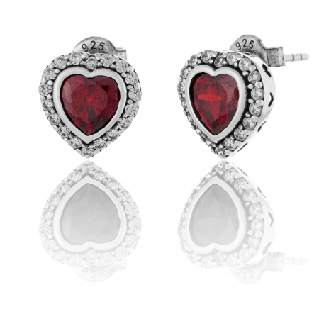 Produse - Cercei din argint 925 rodiat , Piatra: zirconia fatetata, Culoare : rosu , Sonis Silver
