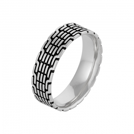Verighete unisex - Inel tip " Verigheta "  din argint 925 rodiat, Pitra: email , Culoare :  negru,