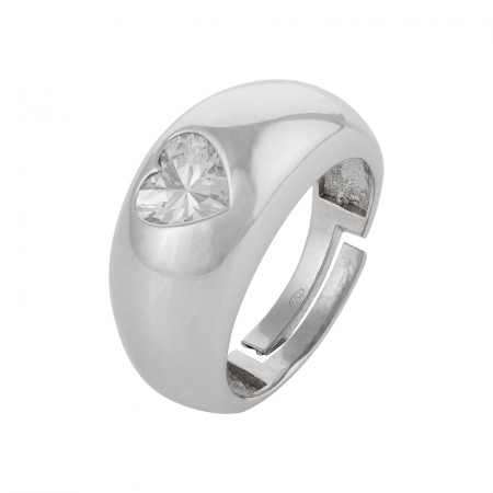 Produse - Inel  reglabil, din argint 925 rodiat ,Piatra: zirconia fatetata, Culoare : transparenta , Sonis Silver