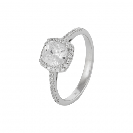 Inele de logodna - Inel din argint 925 rodiat, Piatra: zirconia fatetata si cubic zirconia,  Culoare: transparenta, Sonis Silver