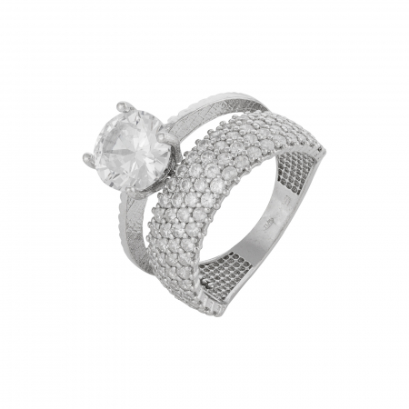 Inele de dama - Inel din argint 925 rodiat, Piatra: zirconia fatetata si cubic zirconia, Culoare: transparenta, Sonis Silver