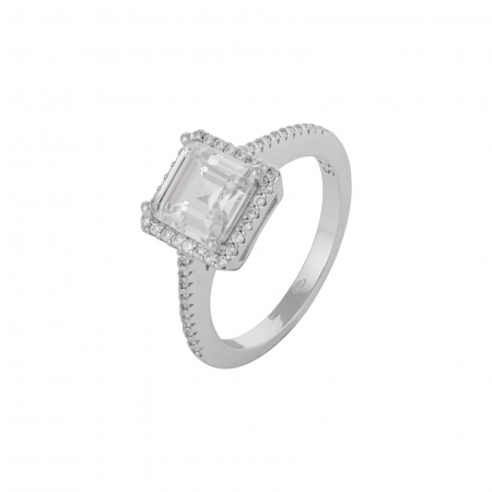 Inele de logodna - Inel din argint 925 rodiat, Piatra: zirconia fatetata si cubic zirconia, Sonis Silver