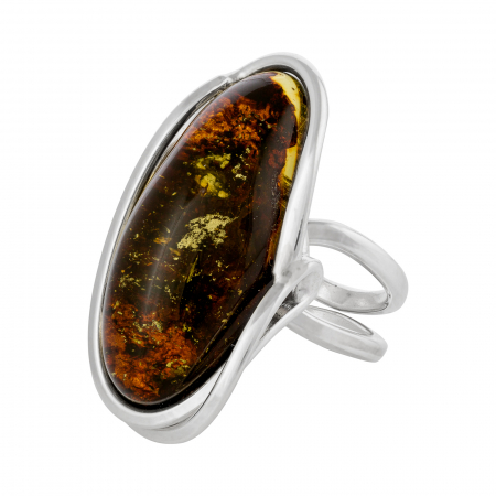 Inel din argint 925, Piatra: chihlimbar natural, Culoare: galben cognac, verde, Sonis Silver [0]