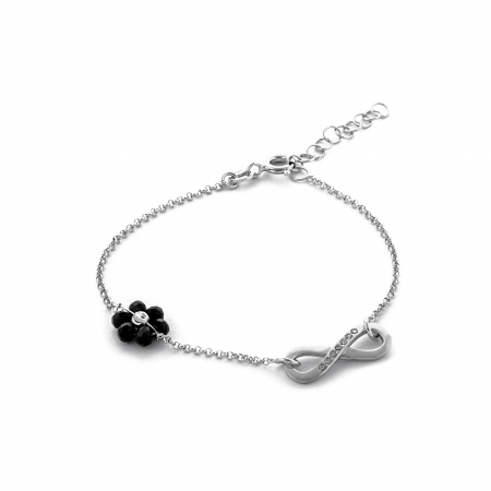Produse - Bratara din argint 925 rodiat  Piatra :  onix si cubic zirconia , Culoare : negru si transparent , Sonis Silver