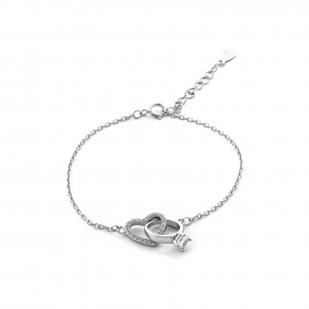 Bratari din argint cu piatra - Bratara din argint 925, rodiat, Piatra: zirconia fatetata si cubic zirconia, Culoare: transparent, Sonis Silver
