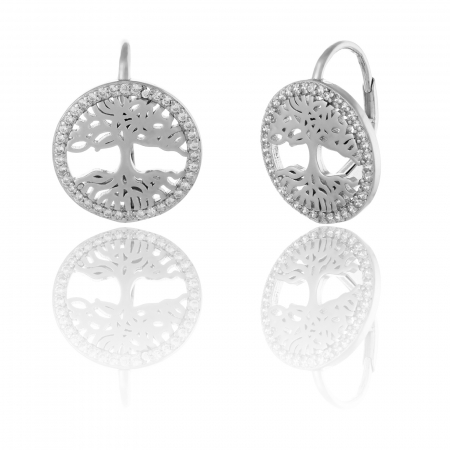Cercei clasici - Cercei din argint 925 rodiat , Piatra : cubic zirconia , Culoare ; transparenta , Sonis Silver