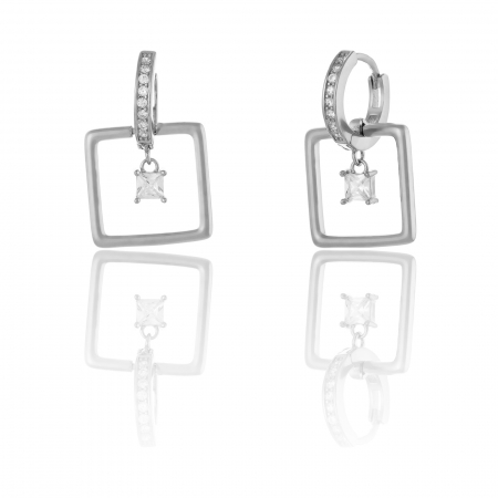Cercei lungi - Cercei din argint 925 rodiat ,  Piatra: zirconia fatetata si cubic zirconia, Culoare: transparenta,Sonis Slver