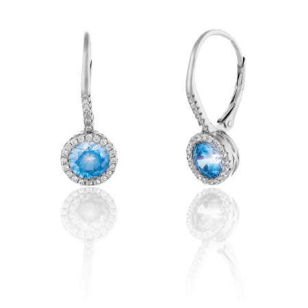 Cercei clasici - Cercei din argint 925 rodiat , Piatra: zirconia fatetata si cubic zirconia, Culoare: albastru si transparent , Sonis Silver