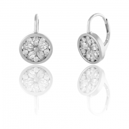 Cercei clasici - Cercei din argint 925 rodiat , Piatra: zirconia fatetata si cubic zirconia, Culoare: transparenta