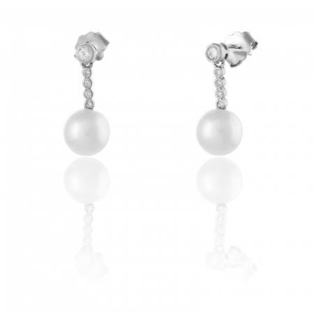 Produse - Cercei din argint 925, Piatra: perla de laborator si cubic zirconia, Culoare: transparenta ,Sonis Silver
