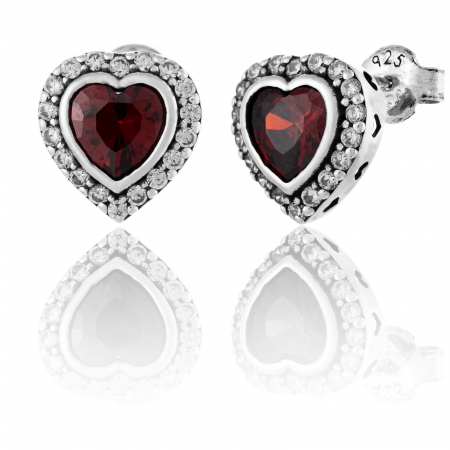 Produse - Cercei din argint 925, Piatra: zirconia fatetata si cubic zirconia, Culoare: rosu si transparent , Sonis Silver