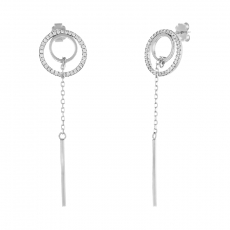 Cercei lungi - Cercei din argint 925 rodiat , Piatra: cubic zirconia, Culoare: transparenta, Sonis Silver