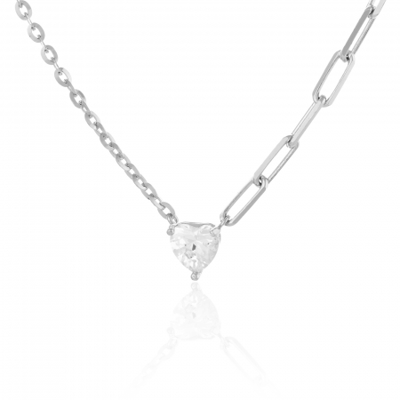 LANTURI CU PANDANTIV - Lant  cu pandantiv din argint 925 rodiat, Piatra: zirconia fatetata, Culoare: transparenta , Sonis Silver
