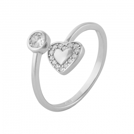 Inele de dama - Inel din argint 925 rodiat, Piatra: zirconia fatetata si cubic zirconia, Culoare: transparenta, Sonis Silver