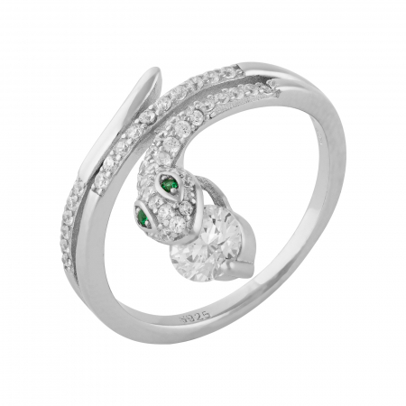 Inele de dama - Inel din argint 925 rodiat, Piatra: zirconia fatetata si cubic zirconia, Culoare: transparent si verde, Sonis Silver
