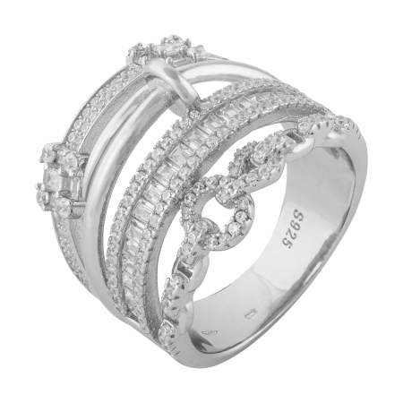 Inel din argint 925 rodiat, Piatra: zirconia fatetata si cubic zirconia, Culoare: transparenta, Sonis Silver [0]