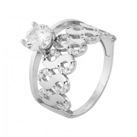 Inele de dama - Inel din argint 925 rodiat, Piatra: zirconia fatetata si cubic zirconia,  Culoare: transparenta, Sonis Silver