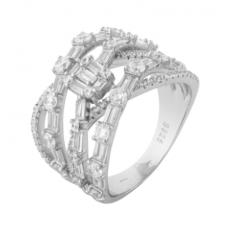 Inele de dama - Inel din argint 925 rodiat, Piatra: zirconia fatetata si cubic zirconia,  Culoare: transparenta, Sonis Silver
