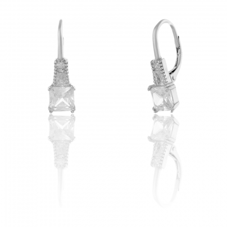 Cercei clasici - Cercei din argint 925, Piatra: zirconia fatetata si cubic zirconia, Culoare: transparenta, Sonis Silver