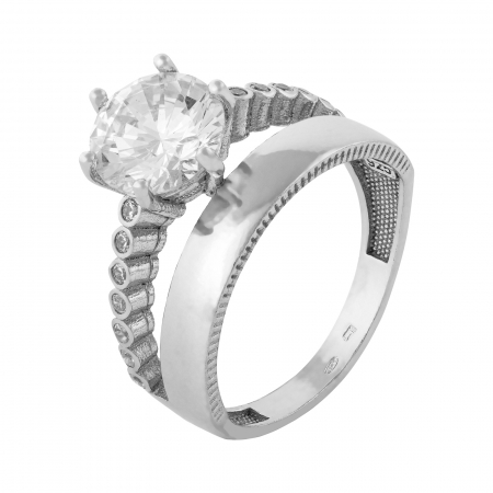 Produse - Inel din argint 925 rodiat, Piatra: zirconia fatetata si cubic zirconia,  Culoare: transparenta, Sonis Silver