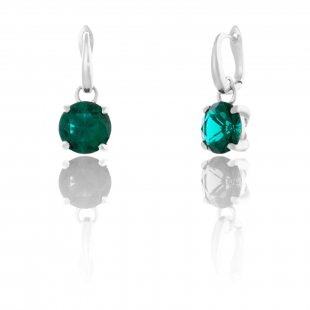 Cercei lungi - Cercei din argint 925 rodiat , Piatra: quart, Culoare: verde, Sonis Silver