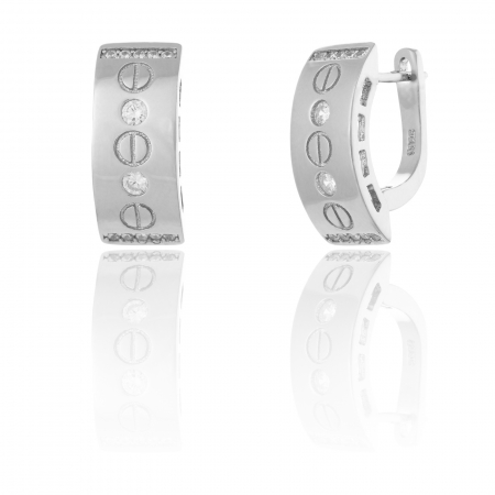 Cercei clasici - Cercei din argint 925 rodiat ,  Piatra: cubic zirconia, Culoare: transparenta ,Sonis Silver