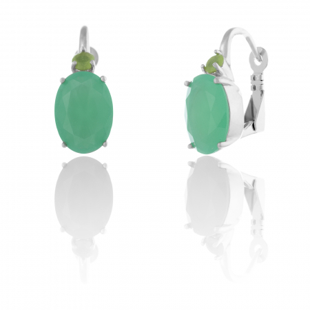 Cercei clasici - Cercei din argint 925 rodiat , Piatra: quart verde, Culoare: verde ,  Sonis Silver