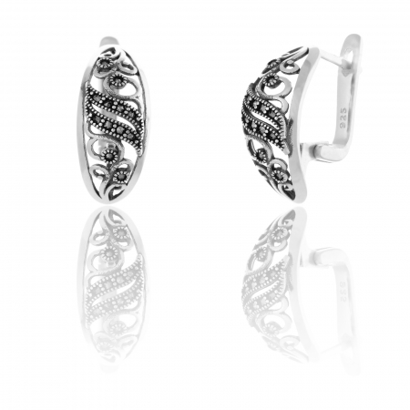 Cercei clasici - Cercei din argint 925 , Piatra: marcasite