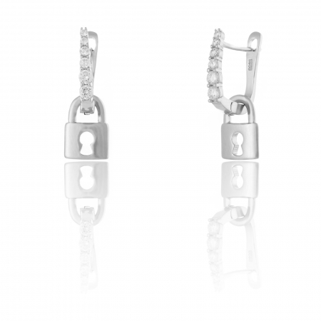Cercei lungi - Cercei din argint 925 rodiat , Piatra: cubic zirconia, Culoare: transparenta , Sonis Silver