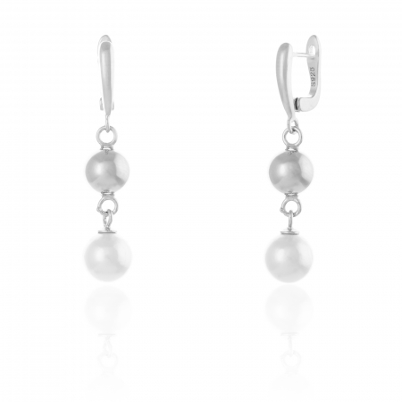Cercei lungi - Cercei din argint 925 rodiat , Piatra: perla de laborator ,  Culoare: alb,Sonis Silver