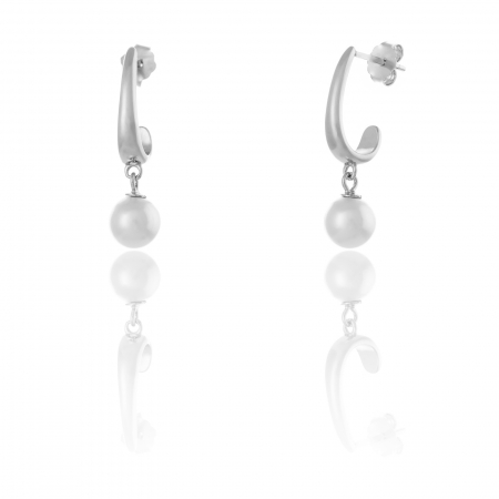Cercei cu surub - Cercei din argint 925, Piatra: perla  de laborator , Culoare: alb, Sonis Silver
