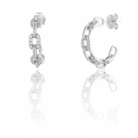 Cercei cu surub - Cercei din argint 925 rodiat , Piatra: cubic zirconia, Culoare: transparenta, Sonis Silver