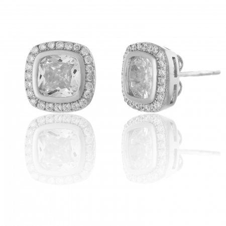 Cercei cu surub - Cercei din argint 925, Piatra: zirconia fatetata si cubic zirconia, Culoare: transparenta, Sonis Silver
