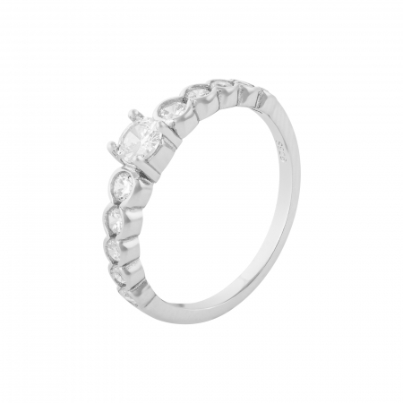 Inele de dama - Inel din argint 925 rodiat, Piatra: zirconia fatetata si cubic zirconia, Culoare: transparenta, Sonis Silver