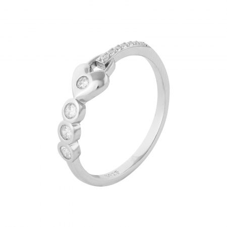Inele de dama - Inel din argint 925 rodiat, Piatra: zirconia fatetata si cubic zirconia, Culoare: transparenta, Sonis Silver