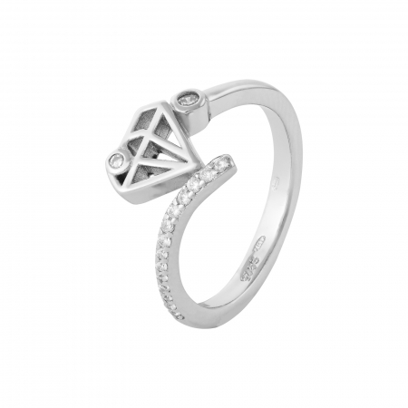 Inele de dama - Inel din argint 925 rodiat, Piatra: zirconia fatetata si cubic zirconia, Culoare: transparenta, Sonis Silver