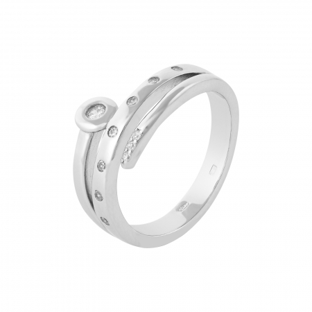 Inele de dama - Inel din argint 925 rodiat, Piatra: zirconia fatetata si cubic zirconia, Culoare: transparenta, Sonis Silver