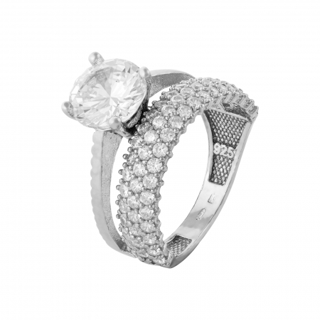 Produse - Inel din argint 925 rodiat, Piatra: zirconia fatetata si cubic zirconia, Culoare: transparenta, Sonis Silver