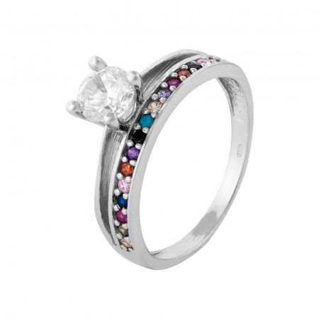 Produse - Inel din argint 925 rodiat, Piatra: zirconia fatetata si cubic zirconia, Sonis Silver