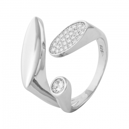 Inele de dama - Inel din argint 925 rodiat, Piatra: zirconia fatetata si cubic zirconia,  Culoare: transparenta, Sonis Silver