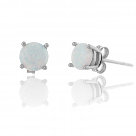 Cercei cu surub - Cercei din argint 925 rodiat, Piatra: opal de laborator, Culoare: alb, Sonis Silver