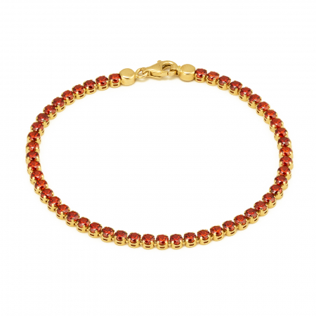 BIJUTERII DIN AUR - Bratara tip ''Tennis'' din aur 585/ 14 kt, Piatra: zirconia fatetata, Culoare: rosu