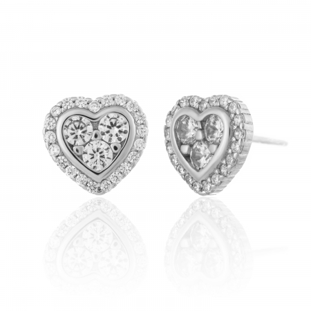 CERCEI - Cercei din argint 925 rodiat, Piatra: zirconia fatetata si cubic zirconia, Culoare: transparenta, Sonis Silver