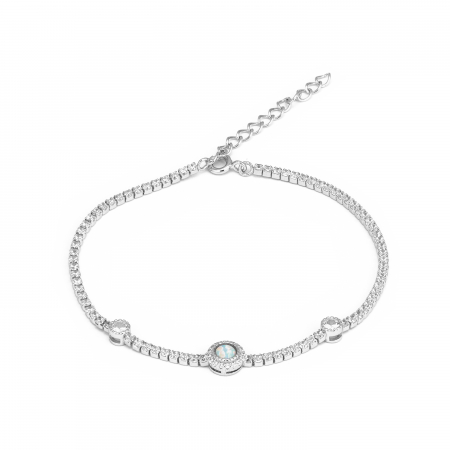 BRATARI - Bratara tip "Tennis "  din argint 925 rodiat , Piatra : opal de laborator ,zirconia fatetata si cubic zirconia ,Culoare : alb si transparent ,Sonis Silver