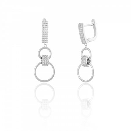 Cercei lungi - Cercei din argint 925 rodiat, Piatra: cubic zirconia, Culoare: transparenta, Sonis Silver