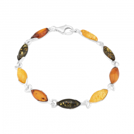 Produse - Bratara din argint 925 , Piatra : chihlimbar natural , Culoare : verde ,maro cognac si galben , Sonis  Silver