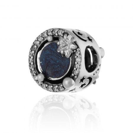 Talisman din argint 925 rodiat ,Piatra : cubic zirconia ,zirconia fateta si sidef, Culoare : transparent si albastru , [1]